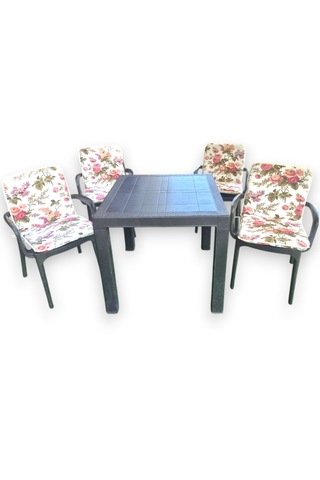 Sandalye Minderi Fermuarlı Lastikli 4'lü İngiliz Gülü Desen 4 Cm Sünger Alt 42x42 Sırt 42x42 Çok Renkli