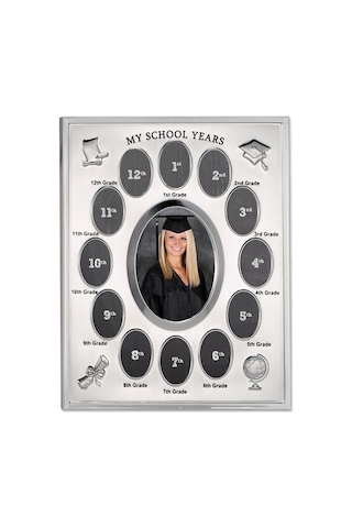 Lexroo 1, Silver - 835080 My School Years Silver Plated 8x10 Multi Picture Frame