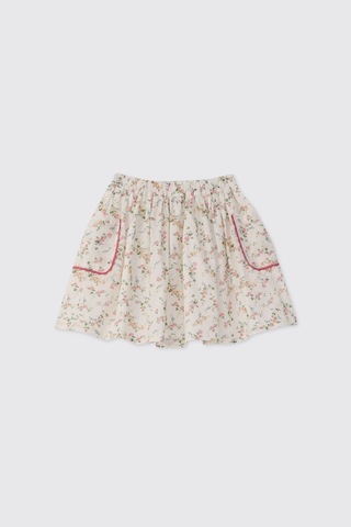 Panço Liberty Kumaş Çiçek Desenli Kız Çocuk Etek Krem