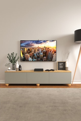 B3 Concept Nort Serisi Koyu Gri & Safir Meşe 3 Kapaklı Tv Ünitesi