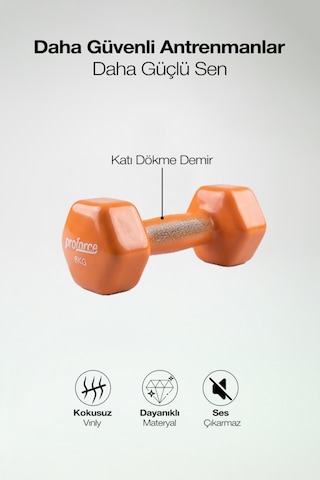 Proforce Vdb Dışı Vinil Kaplı Içi Çelik Döküm Ağırlık Dambıl Kırmızı 8 KG