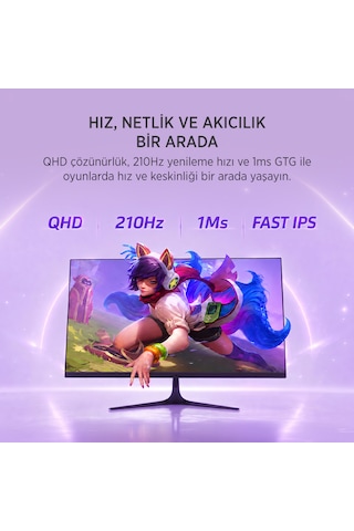 James Donkey Velor Q60 27'' 210hz 1ms Gtg Fast Ips Qhd 2k 10 Bit Gaming Monitör Ölü Pikselde Anında Değişim