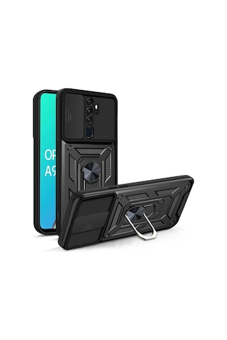 Teleplus Oppo A9 2020 Kılıf Magnetik Standlı Kamera Korumalı Slide Sürgülü Cover Kapak