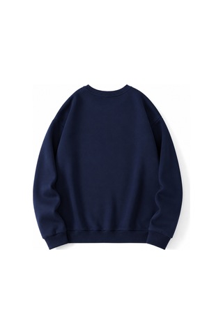 Esade Kadın Bear Ayı Kolej Baskılı Rahat Kalıp Bisiklet Yaka Lacivert Sweatshirt Lacivert