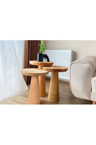 Mushroom Üçlü Zigon Sehpa Naturel