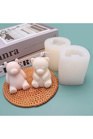 Sevimli Kutup Ayısı Kokulu Mum Kalıbı 2 Paket Ayı Kalıbı Ayı Mum Beyaz