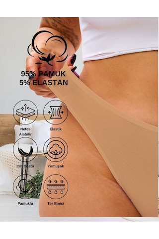 Alya Underwear Kadın Külot Pamuklu String - 5 Adet Siyah Tanga S, M, L, Xl Ten
