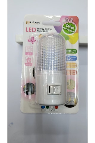 Ulbay Priz Tipi Anahtarlı Led Beyaz Işık Gece Lambası Beyaz