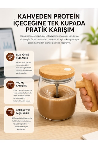 Ip6 Su Sızdırmaz Şarjlı Kupa 3d Karıştırma, 400 Ml Yeni Nesil - Lisinya Çok Renkli