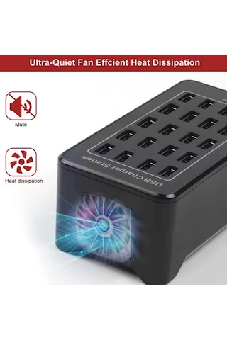 20 Usb Portu Hızlı Şarj Şarj İstasyonu Dock Kablosu İle 100w Ab