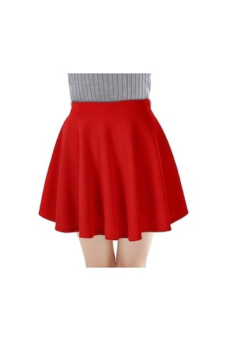 Fastbuy Kadın Mini A-çizgi Yüksek Bel Ekose Baskılı Kısa Etek, Günlük İş Giyimi, Çok Yönlü Kırmızı Kırmızı