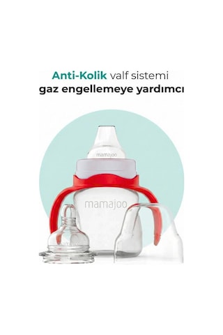 Mamajoo Kulplu Antikolik Alıştırma Biberonu 160 ml 6 Ay+ | Orta Akışlı, 2-in-1.