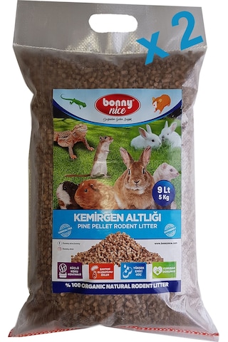 Bonny Nice Organik Çam Pelet Tavşan Altlığı 5 Kg 9 L x 2Paket