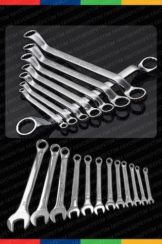 Chrome Vanadium Çelik Profesyonel Güçlü Sağlam 12 Parça Kombine Açık Ağız-yıldız Anahtar Paket Set