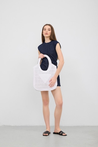 Shule Bags Vicolo Handmade Makrome Tote Çanta Beyaz Beyaz