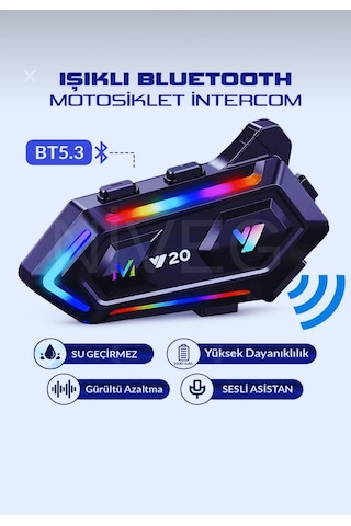 Nivego Motosiklet İntercom Kask Kulaklık Bt5.3 Stereo Rgb Işıklı Bluetooth Su Geçirmez Kulaklık