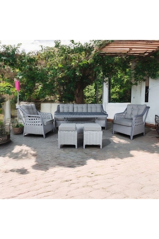 Takim Athena Gümüş Gri 3+1+1 Balkon Bahçe Takimi