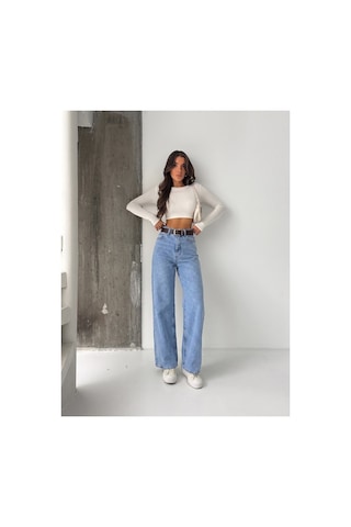 Bluemarlin Buz Kar Likralı Kemerli Tam Kalıp Denim Pantolon Buz Kar