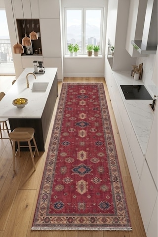 Yolluk Halı Kaymaz Taban Yıkanabilir Leke Tutmaz Kilim Özel Ölçü Koridor Halısı 3025-2 Çok Renkli