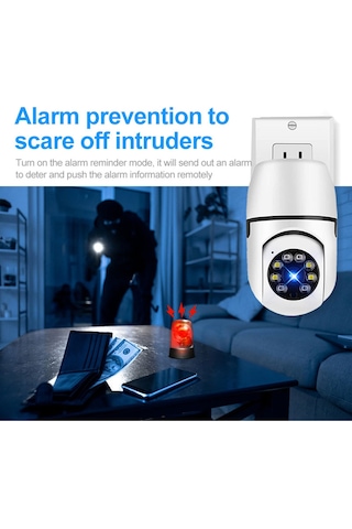 Lemestar Beyaz Kablosuz 1080p Hd Güvenlik Kamerası - İki Yönlü Ses, İnfrakırmızı Gece Görüşü, Hareket Algılama Ve Alarm Özellikli Eu Standartı, 110v-240v Beyaz