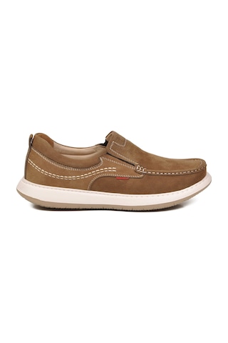 Voyager Erkek Kum Nubuk Hakiki Deri Kolay Giyilebilir Hafızalı Rahat Taban Casual Ayakkabı Loafer 6501 M Bej