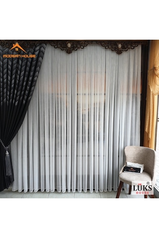 Lüks Zincir Çizgili Kurşunlu Tül Perde - Modern House
