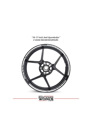 Motosiklet Jant Şeridi Jant Sticker Dekor Model Parçalı Desen Sticker Set Beyaz