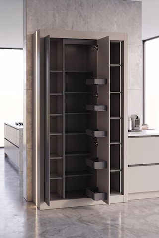 Nero Vitrinli Kiler Dolabı 115 Cm Gri-karbon