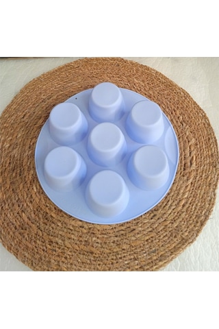 Silikon Yuvarlak Muffin 7 Li Kek Kalıbı Tartolet Kalıbı Mavi