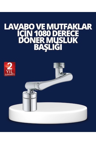 Esnek 1080 Musluk Başlığı 3 Eklemli Hareketli Su Modlu Lavabo Aparatı