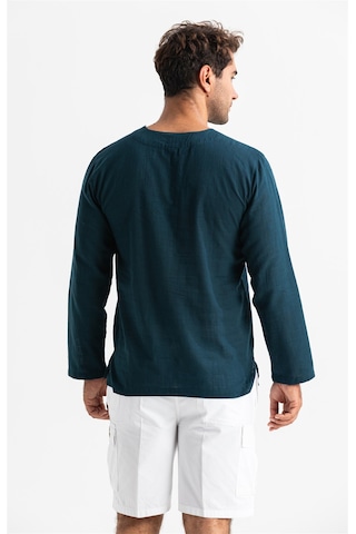 Eliş Şile Bezi Büyük Beden Şile Bezi Uzun Kol Zımbalı Erkek Tshirt Koyu Petrol 3069 - 6Xl Petrol