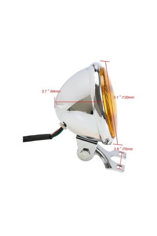 Youtek 12v 35w Metalik Klasik Motosiklet Ön Farı, 5 İnç Dairesel, Sarı Işık, Yüksek Parlaklık, Evrensel Uyumlu, Kolay Kurulum
