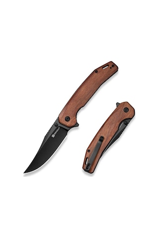 Sencut Vornix Guibourtia Wood Handle Black 9cr18mov Blade Kamp Çakı Kahverengi