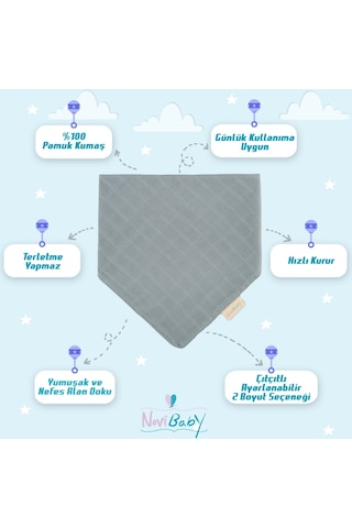 Novibaby Müslin Bebek Fular Önlük – Latte – Mama Önlüğü Salya Bezi Ağız Mendili Bandana 30x30cm Bej