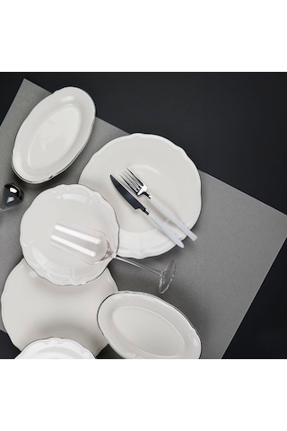Porser Fulya 18 Parça Yemek Takımı Platin Fileli