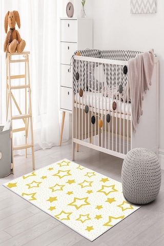 Dekoreko Kids Halı 2123 Beyaz Sarı