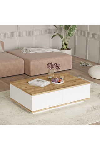 Aven Orta Sehpa 60x90cm 2 Kapaklı Çam-beyaz Ave14-aw Beyaz - Çam