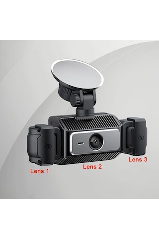 Xuweiwei Gyıoeupt 3 Kanallı Tachograph Black 3 Camera No Card Ön Lens 1080p Sol Sağ Lens 480p Gece Görüş Hdr G Sensor Geniş Açı Araç Kamerası