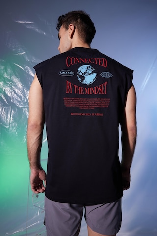Woof Gym Connected By The Mindset Baskı Tank Top (Siyah)