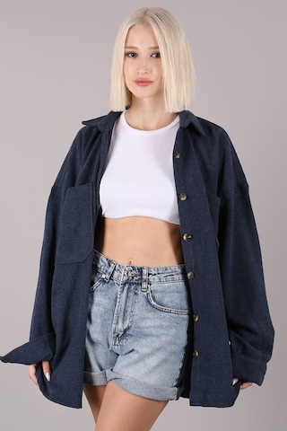 Madmext Lacivert Oversize Gömlek Ceket Mg1562 Lacivert