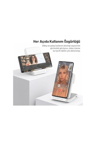 Wireless Kablosuz Şarj Standı Katlanabilir Huawei Watch İphone Android Telefon Saat Kulaklık Uyumlu