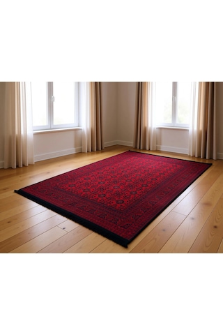 Blghome Afgan Desen Bordo Renk Modern Halı Dekoratif Kilim Kırmızı