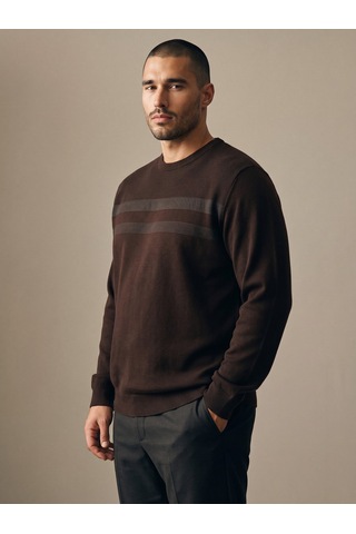 Maccali Erkek Kahve Büyük Beden Pamuklu Kışlık Desenli Sweatshirt Kahverengi