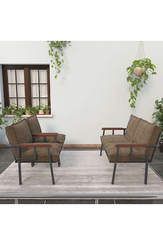Mygusi Modern'' Metal Kanepe Koltuk Takımı - 2 1 1 Kahve