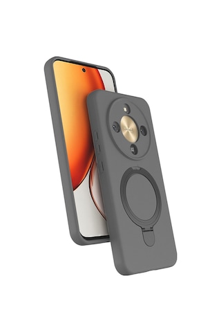 Honor Magic 8 Lite 5g Kılıf 360 Derece Döner Standlı Magsafe Kamera Lens Korumalı Silikon Vardar Pembe