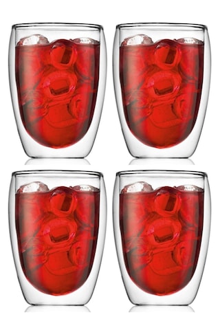 4 Adet 300 Ml Yeni Çift Cidarlı Çay Ve Kahve Bardağı