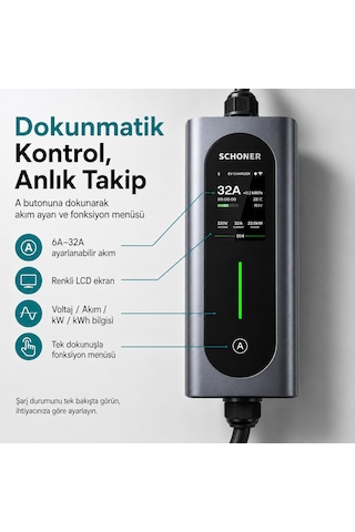 Schoner 22 Kw Trifaz - Monofaz Taşınabilir Elektrikli Araç Şarj Cihazı