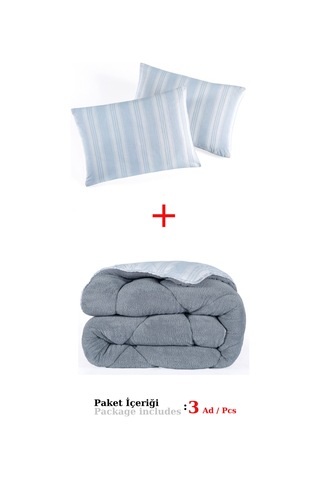 Comfort Set Yeni Nesil Wellsoft Yorganlı 3 Parça Çift Kişilik Soft Line Gri Gri