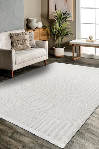 Volora Halı Koleksiyonu Yumuşak Dokulu, Modern İnce Form, Tozumaz Ve Kolay Temizlenebilir Krem - Beyaz