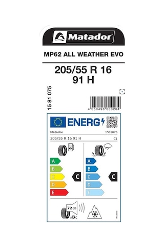 Matador 205/55R16 91H MP62 All Weather Evo Dört Mevsim Lastiği 2025